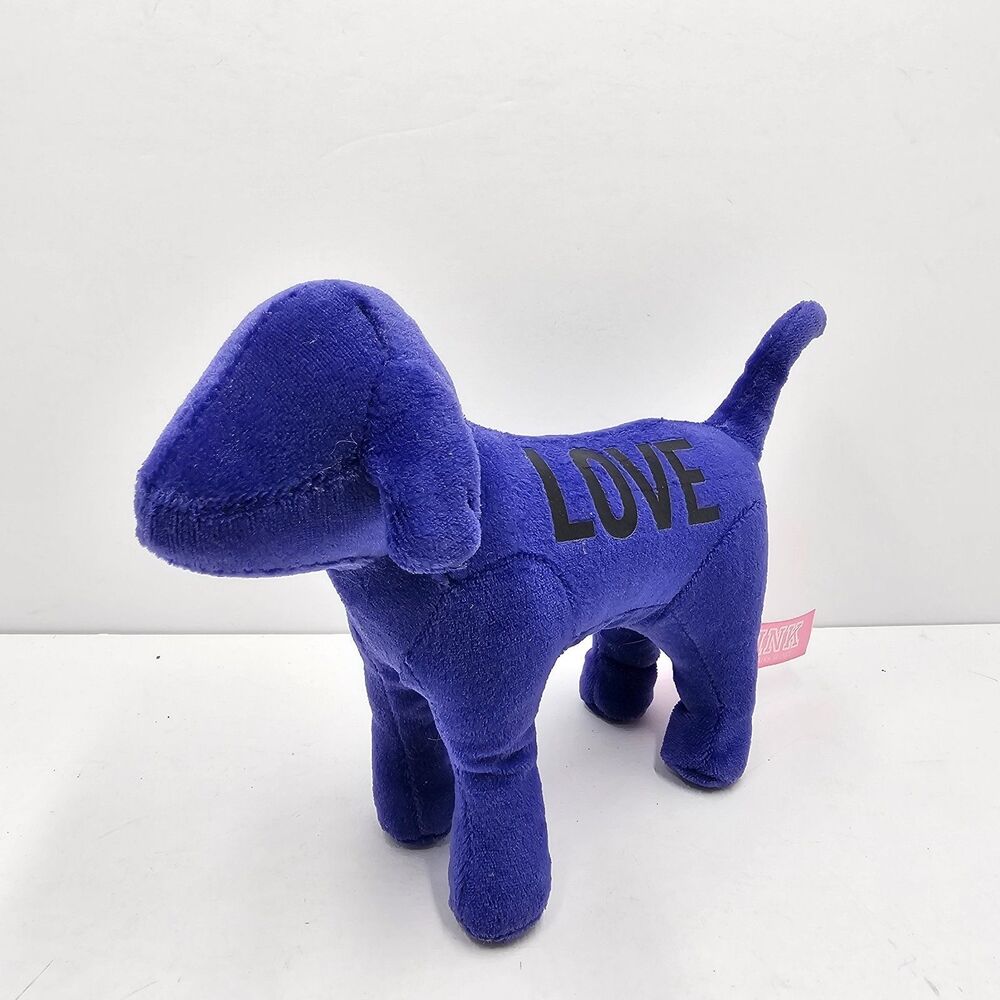 Victorias Secret PINK Dog Plush Mini Blue Purple Love Logo Stuffed Animal Mascot